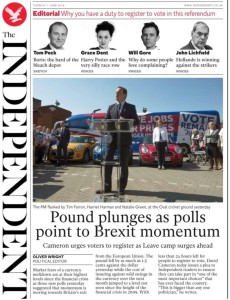 Pound plunges as polls point to Brexit momentum: Cameron urges voters to register as Leave camp surges ahead | @oliver_wright