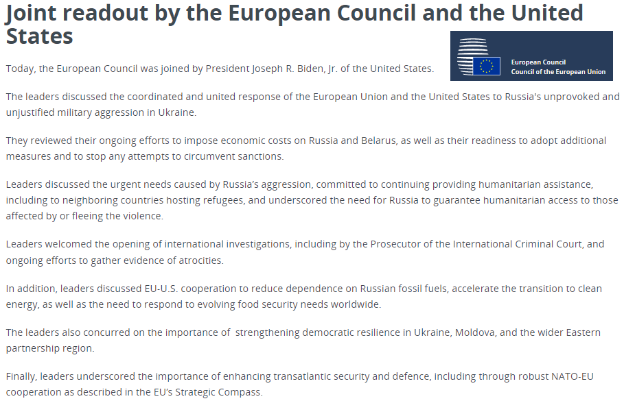 World284 Joint readout @eucopresident,@EUCouncil,@POTUS