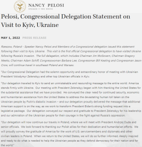 World316 statement-visit-to-kyiv @SpeakerPelosi