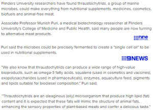 World321 South Australian ocean organism could be key to animal-free meat, research shows @savannahmeacham,@9NewsAUS