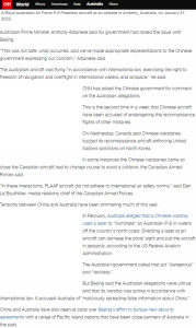 World337 Chinese fighter jet 'chaffs' Australian plane near South China Sea, Canberra alleges @BradLendon,@cnni